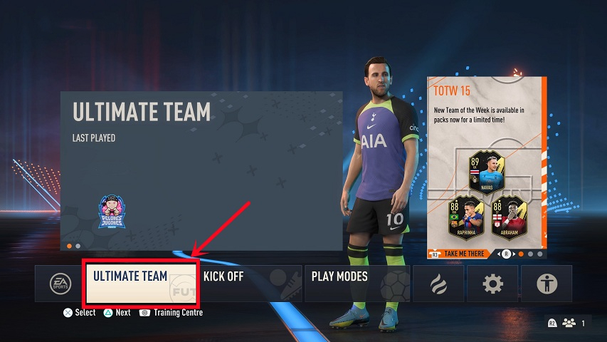 تسجيل الدخول إلى Ultimate Team